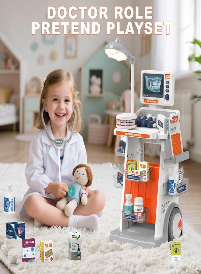 RedCrab Doctor Kit for Kids,32PCS Kids Doctors Play Set with Medical Cart,Stethoscope, Thermometer and Syringe,Doctor Role Play Toy Gift for Girls Boys 3,4,5,6,7,8+ - Image 3